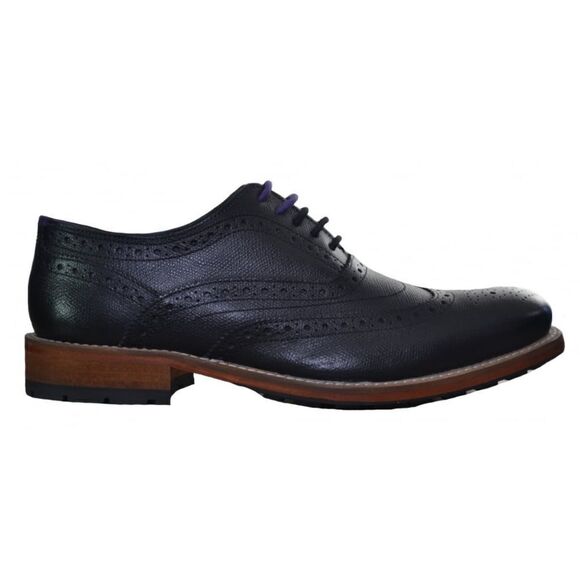 Ted Baker Guri 7 Black Oxford Brogue Shoes With Stacked Block Heel Men's Size 8 - Picture 16 of 16